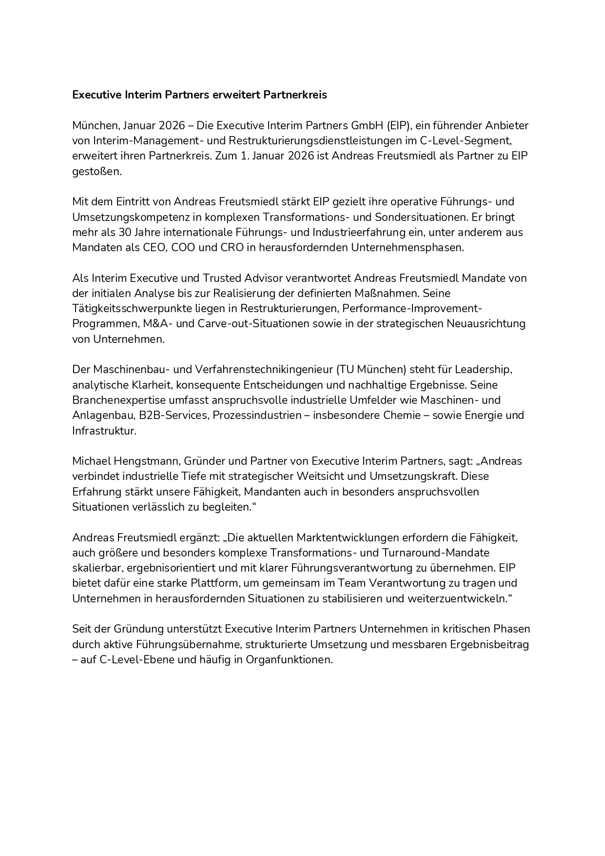 Andreas Freutsmiedl kommt als Partner